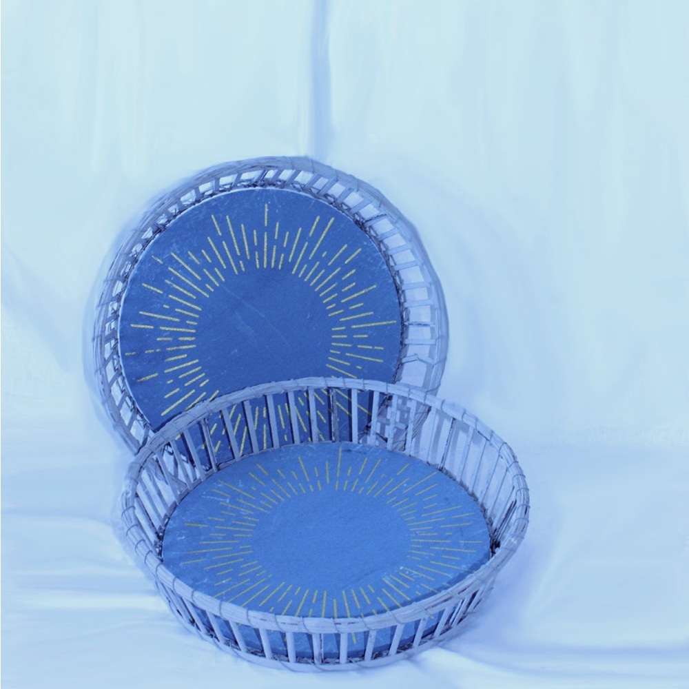 Blue and Gold Decorative Basket Set